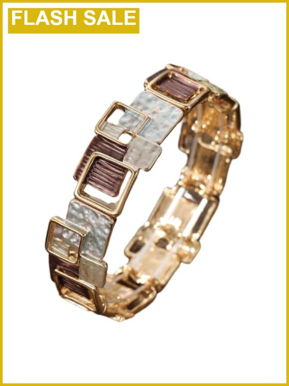Geometric Square Enamel Bracelet Zinc Alloy Retro Bangle Layering Jewelry